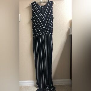 Blue and White Striped Jumpsuit